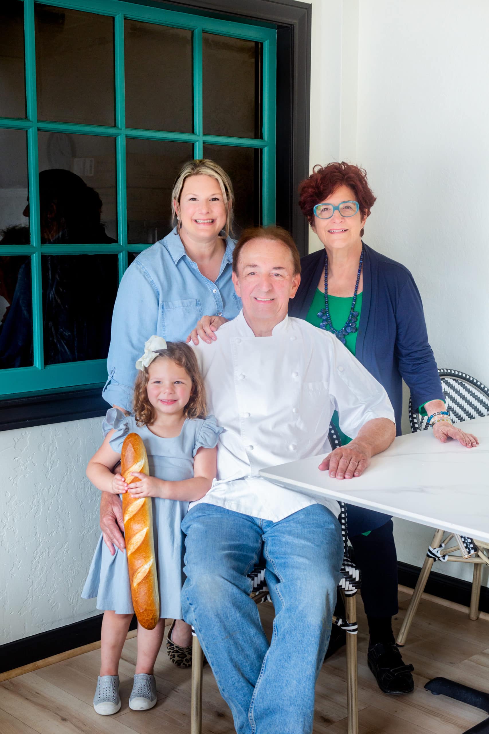 Chef Patrice Ramain with wife Mary, daughter Lauren, granddaughter Marlee